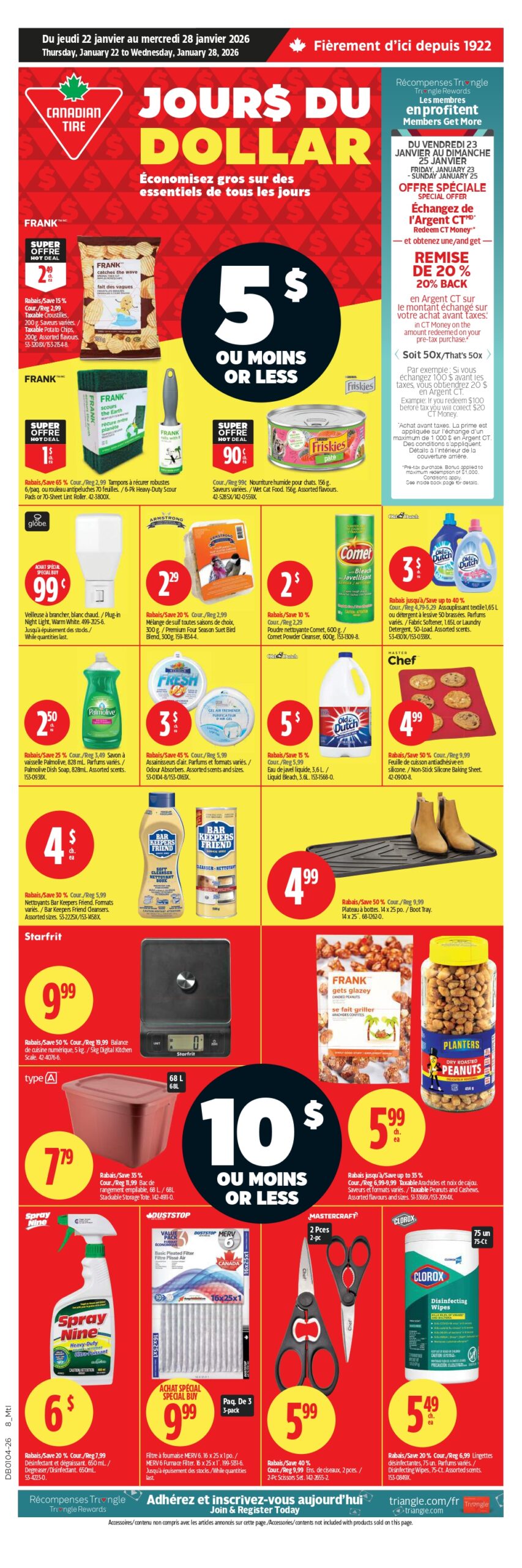 Circulaire Canadian Tire Jours Du Dollar Du 22 Au 28 Janvier 2026 - Page 1