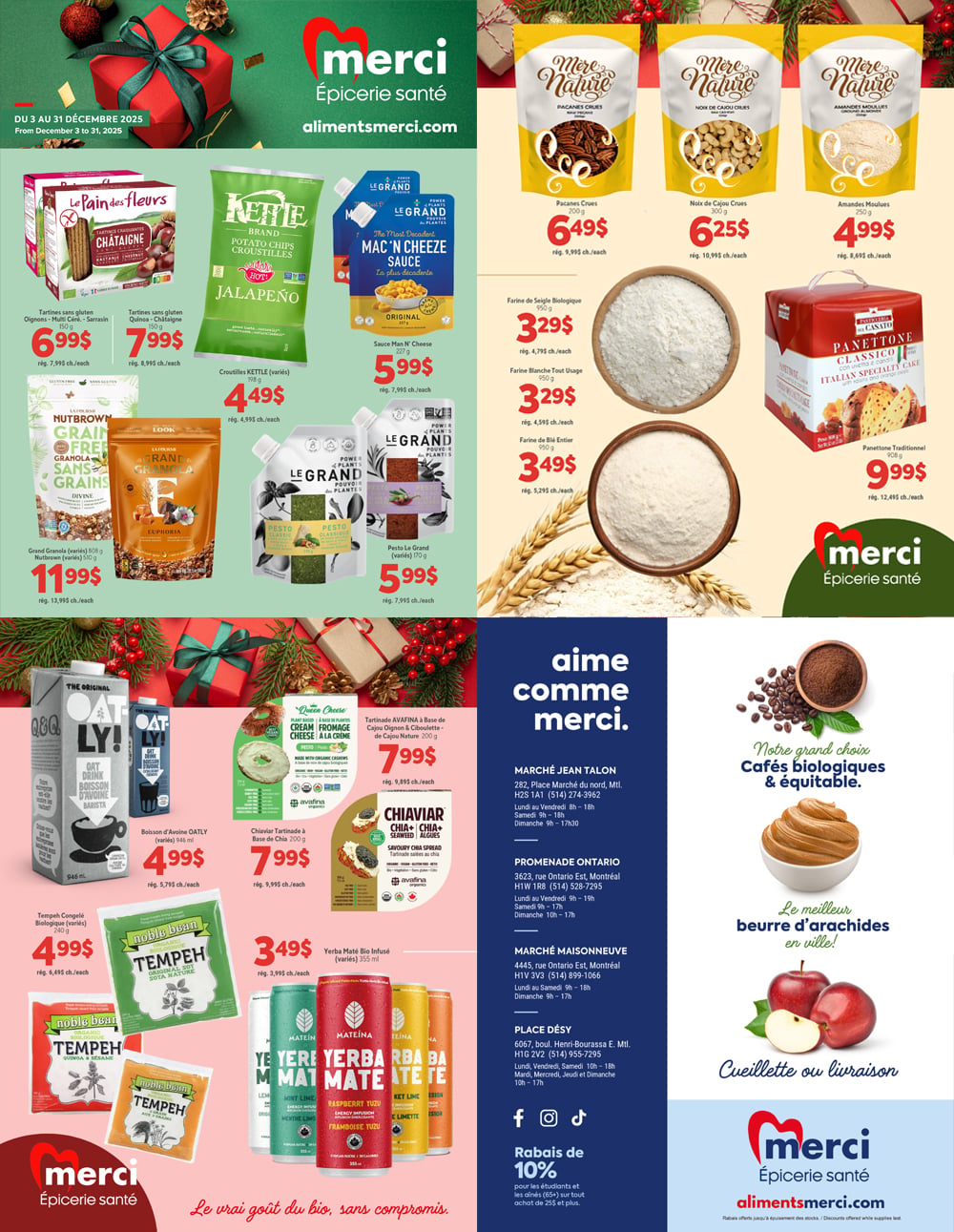Circulaire Les Aliments Merci Épiceries Santé Du 3 Au 31 Décembre 2025 - Page 1